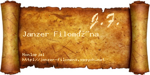 Janzer Filoména névjegykártya